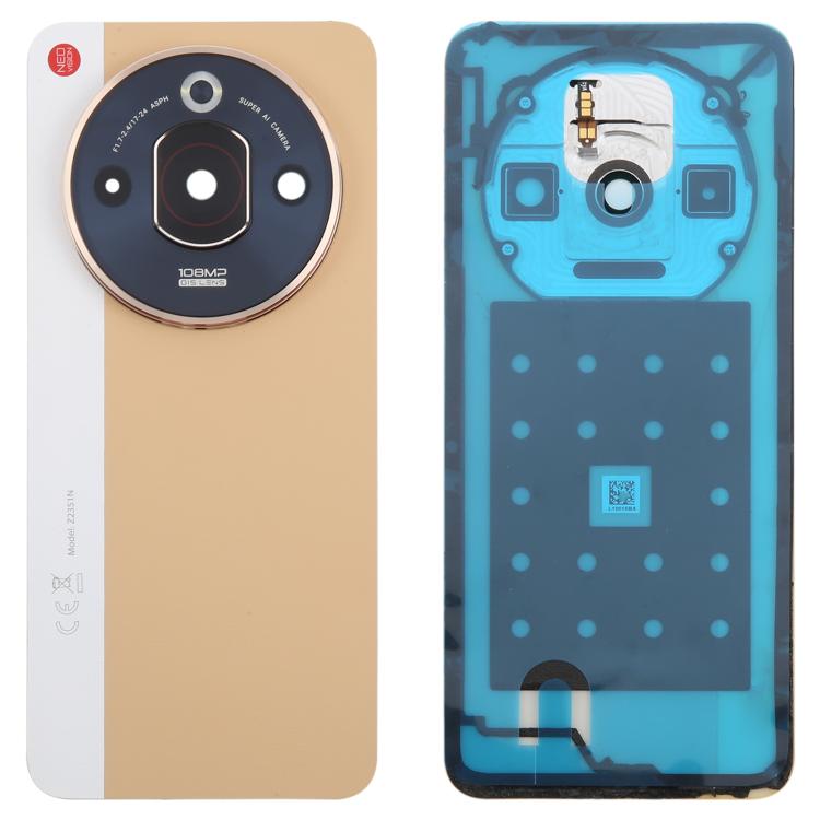 For ZTE nubia Focus Pro Z2351N Leather Battery Back Cover with Adhesive / Camera Lens Cover(Gold) - For ZTE by PMC TechLife | Online Shopping South Africa | PMC TechLife | Buy Now Pay Later Mobicred
