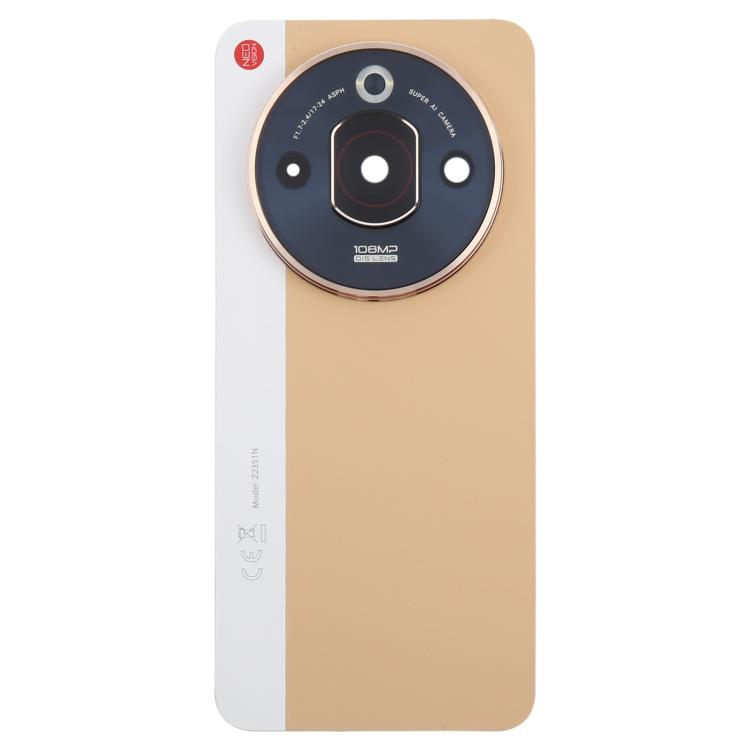 For ZTE nubia Focus Pro Z2351N Leather Battery Back Cover with Adhesive / Camera Lens Cover(Gold) - For ZTE by PMC TechLife | Online Shopping South Africa | PMC TechLife | Buy Now Pay Later Mobicred