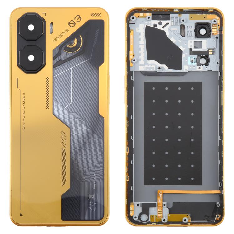 For ZTE nubia Neo 3 Plastic Battery Back Cover with Middle Frame / Camera Lens Cover(Gold) - free shipping - PMC TechLife - Order now!