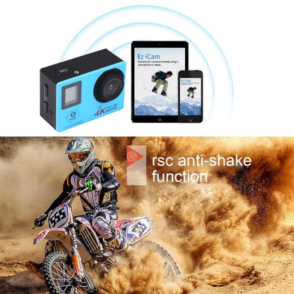 HAMTOD H12 UHD 4K WiFi  Sport Camera with Waterproof Case, Generalplus 4247, 0.66 inch + 2.0 inch LCD Screen, 170 Degree Wide Angle Lens (Blue) - HAMTOD by HAMTOD | Online Shopping South Africa | PMC Jewellery | Buy Now Pay Later Mobicred