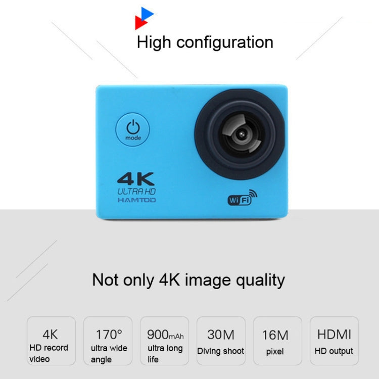 HAMTOD H9A HD 4K WiFi Sport Camera with Waterproof Case, Generalplus 4247, 2.0 inch LCD Screen, 120 Degree Wide Angle Lens (White) - HAMTOD by HAMTOD | Online Shopping South Africa | PMC Jewellery | Buy Now Pay Later Mobicred