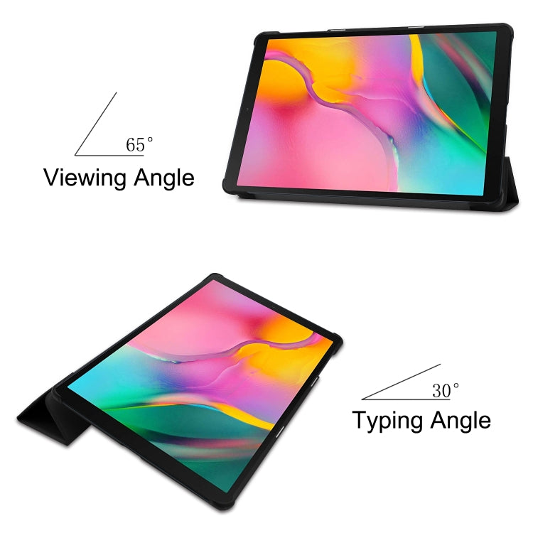 ENKAY PU Leather + Plastic Bottom Case with Three-folding Holder for Galaxy Tab A 10.1 (2019) T510 / T515(Black) - free shipping - PMc TechLife - Order now!
