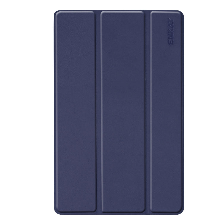 ENKAY PU Leather + Plastic Bottom Case with Three-folding Holder for Galaxy Tab A 10.1 (2019) T510 / T515(Dark Blue) - free shipping - PMc TechLife - Order now!