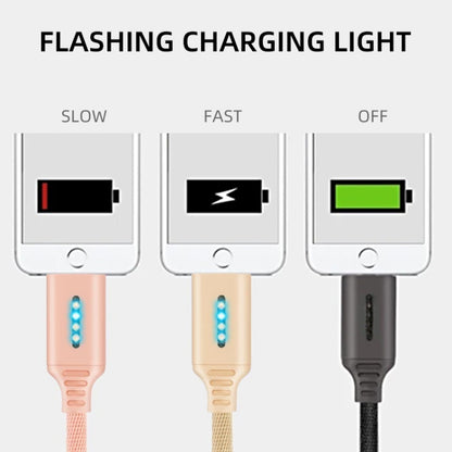 8 Pin Interface Zinc Alloy Marquee Luminous Intelligent Automatic Power off Charging Data Cable(glod) - Normal Style Cable by PMC Jewellery | Online Shopping South Africa | PMC Jewellery | Buy Now Pay Later Mobicred