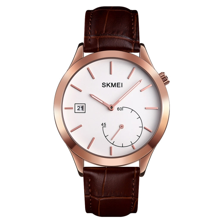 SKMEI 1581 Creative Fashion Men Watch Simple Casual Outdoor Sports Waterproof Two-Pin Quartz Watch(Rose Gold Coffee) - free shipping - PMC TechLife - Order now!