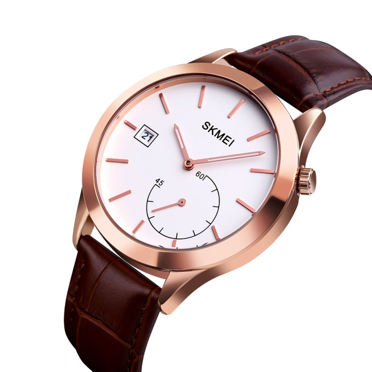 SKMEI 1581 Creative Fashion Men Watch Simple Casual Outdoor Sports Waterproof Two-Pin Quartz Watch(Rose Gold Coffee) - free shipping - PMC TechLife - Order now!