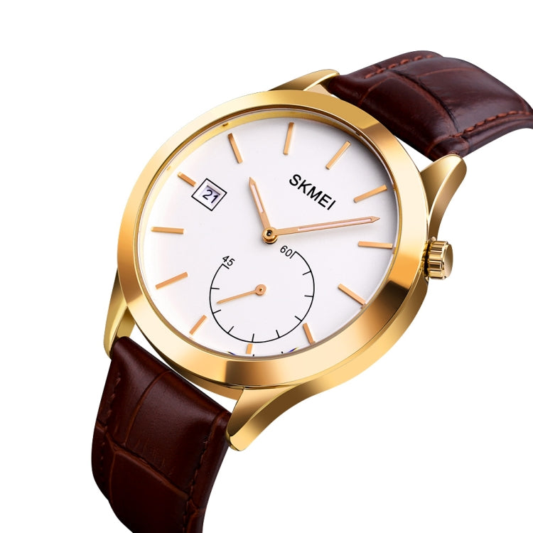 SKMEI 1581 Creative Fashion Men Watch Simple Casual Outdoor Sports Waterproof Two-Pin Quartz Watch(Gold Coffee) - free shipping - PMC TechLife - Order now!