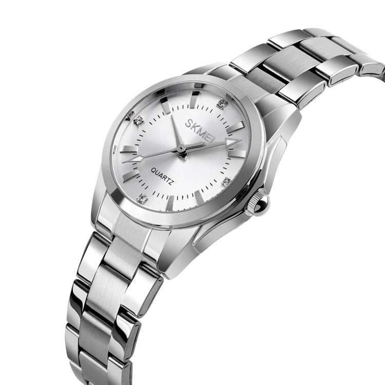 SKmei 1620 Delicate Rhinestone Creative Casual Waterproof Quartz Women Watch Steel Strap Watch(White) - free shipping - PMC TechLife - Order now!