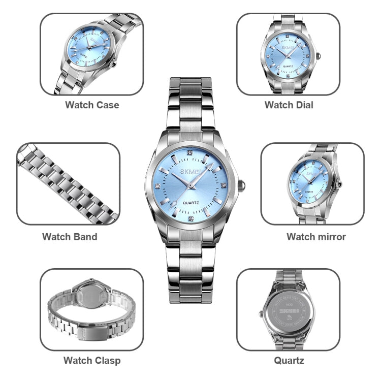 SKmei 1620 Delicate Rhinestone Creative Casual Waterproof Quartz Women Watch Steel Strap Watch(White) - free shipping - PMC TechLife - Order now!