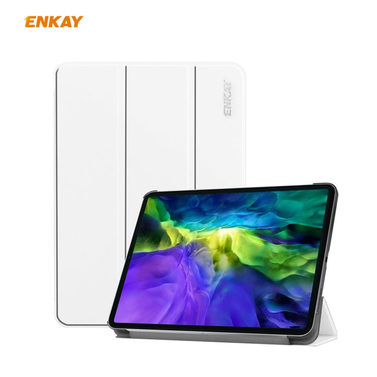 For iPad Pro 11 2022 / 2020 / 2021 ENKAY ENK-8001 Denim Pattern Horizontal Flip Leather Smart Tablet Case with Holder(White) - free shipping - PMc TechLife - Order now!