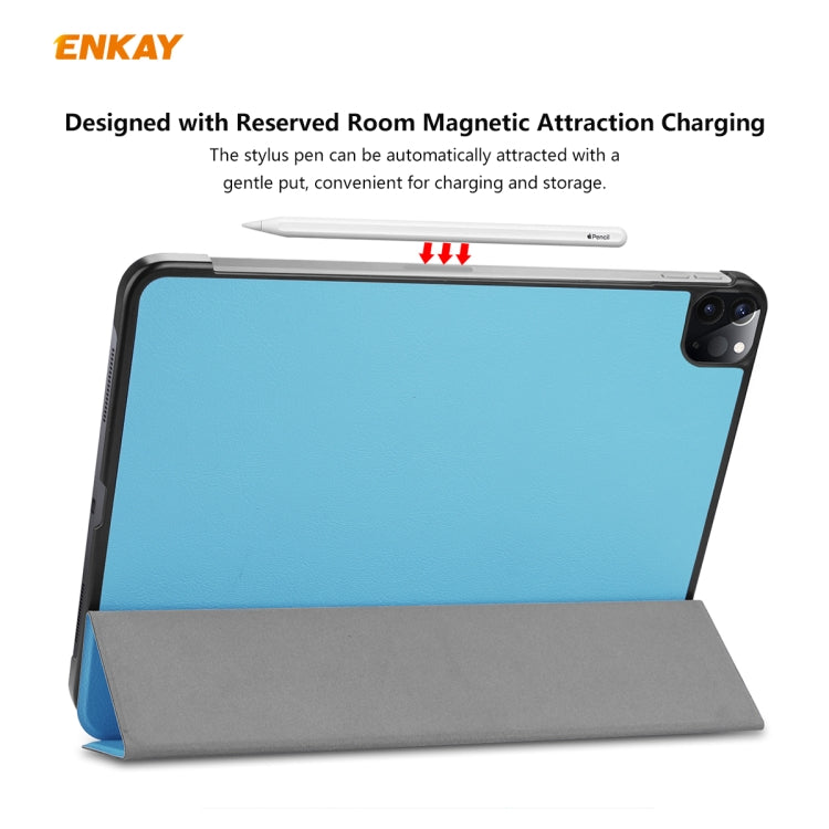For iPad Pro 11 2022 / 2020 / 2021 ENKAY ENK-8001 Denim Pattern Horizontal Flip Leather Smart Tablet Case with Holder (Light Blue) - free shipping - PMc TechLife - Order now!