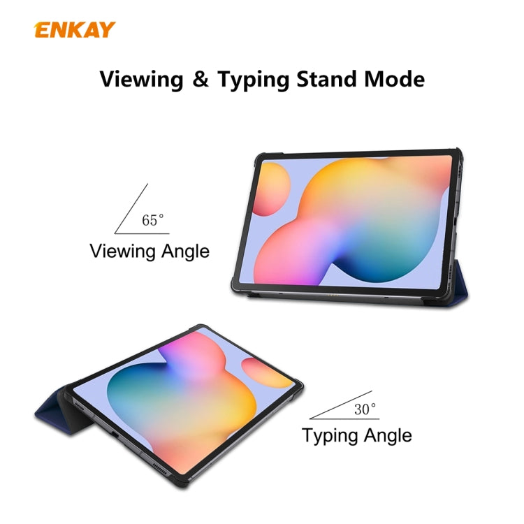 For Samsung Galaxy Tab S6 Lite P610 / P615 / Tab S6 Lite 2022 / P613 / P619 ENKAY 3-Fold Plastic Leather Smart Tablet Case(Dark Blue) - free shipping - PMc TechLife - Order now!
