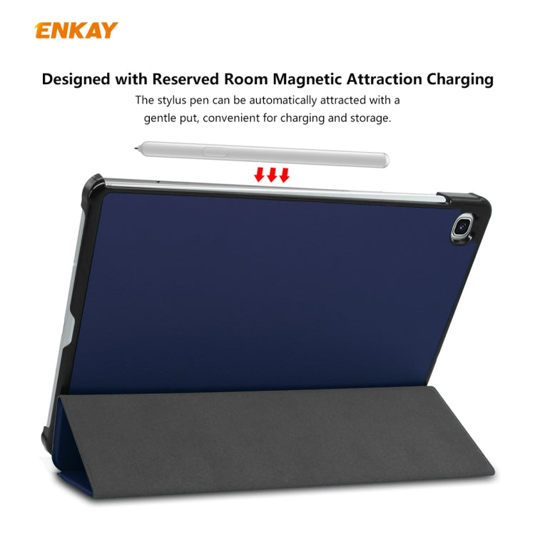 For Samsung Galaxy Tab S6 Lite P610 / P615 / Tab S6 Lite 2022 / P613 / P619 ENKAY 3-Fold Plastic Leather Smart Tablet Case(Dark Blue) - free shipping - PMc TechLife - Order now!