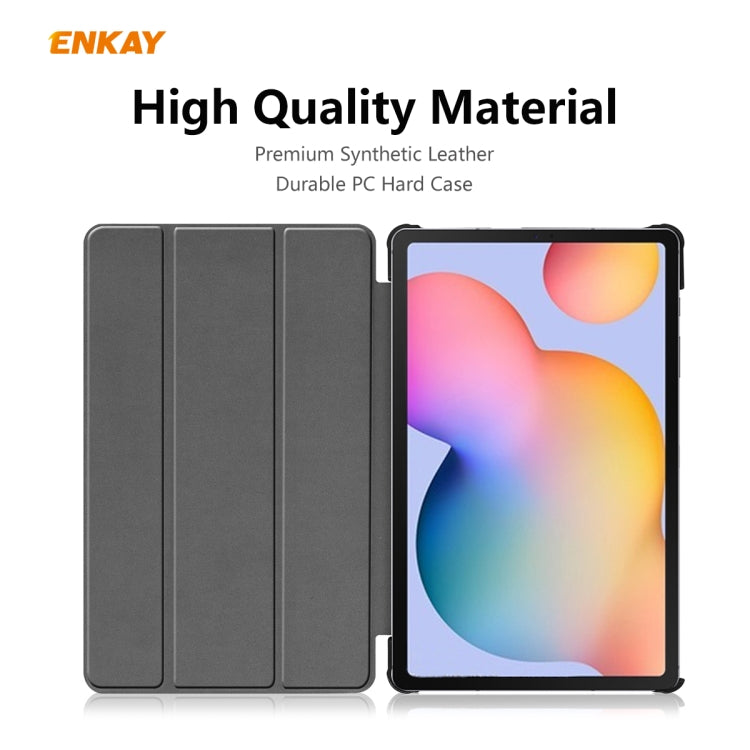 For Samsung Galaxy Tab S6 Lite P610 / P615 / Tab S6 Lite 2022 / P613 / P619 ENKAY 3-Fold Plastic Leather Smart Tablet Case(Light Blue) - free shipping - PMc TechLife - Order now!