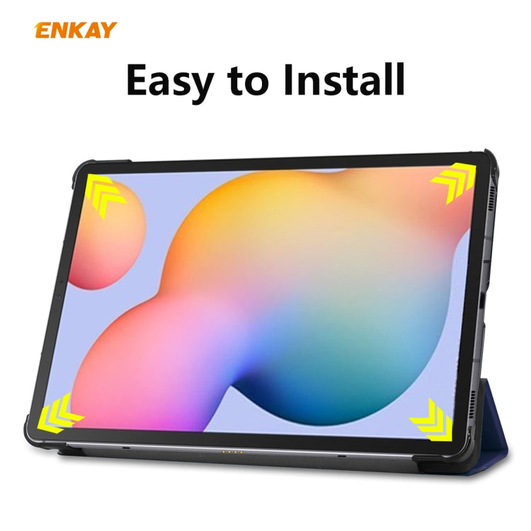 For Samsung Galaxy Tab S6 Lite P610 / P615 / Tab S6 Lite 2022 / P613 / P619 ENKAY 3-Fold Plastic Leather Smart Tablet Case(Blackish Green) - free shipping - PMc TechLife - Order now!
