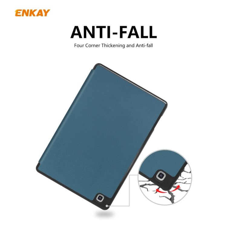 For Samsung Galaxy Tab S6 Lite P610 / P615 / Tab S6 Lite 2022 / P613 / P619 ENKAY Leather Smart Tablet Case with Pen Slot(Blackish Green) - free shipping - PMc TechLife - Order now!