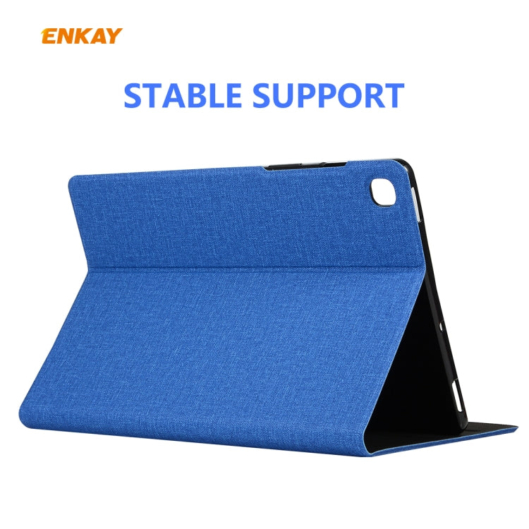 For Samsung Galaxy Tab S6 Lite P610 / P615 / Tab S6 Lite 2022 / P613 / P619 ENKAY Coarse Cloth Leather Smart Tablet Case(Blue) - free shipping - PMc TechLife - Order now!