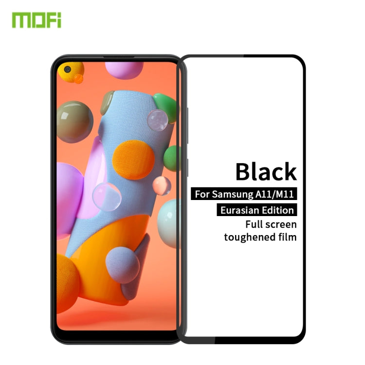 For Samsung Galaxy A11 / M11(EU) MOFI 9H 2.5D Full Screen Tempered Glass Film(Black) - Galaxy Tempered Glass by MOFI | Online Shopping South Africa | PMC TechLife | Buy Now Pay Later Mobicred