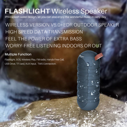 NewRixing NR-3025L Portable Stereo Wireless Bluetooth Speaker with LED Flashlight & TF Card Slot & FM, Built-in Microphone(Black) - Desktop Speaker by NewRixing | Online Shopping South Africa | PMC Jewellery | Buy Now Pay Later Mobicred