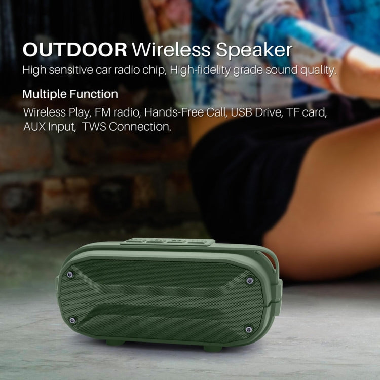 NewRixing NR-3023 Portable Stereo Wireless Bluetooth Speaker, Built-in Microphone, Support TF Card / FM(Green) - free shipping - PMC Jewellery - Order now!