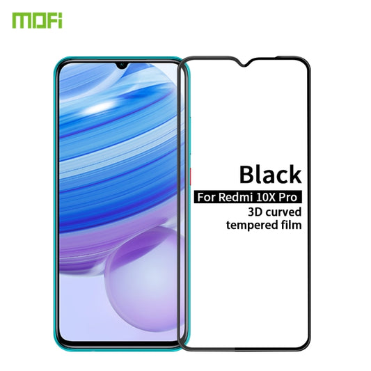 For Xiaomi Redmi 10X Pro MOFI 9H 3D Explosion-proof Curved Screen Tempered Glass Film(Black) -  by MOFI | Online Shopping South Africa | PMC Jewellery