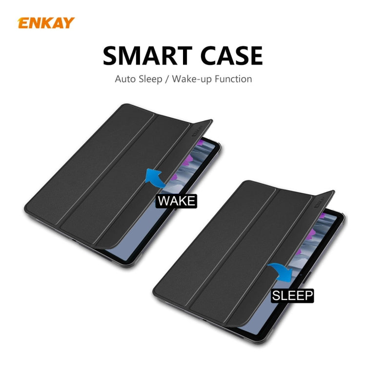 ENKAY ENK-8010 PU Leather + Plastic Smart Case with Three-folding Holder for Samsung Galaxy Tab S8 / Galaxy Tab S7 11.0 T870 / T875(Black) - free shipping - PMc TechLife - Order now!
