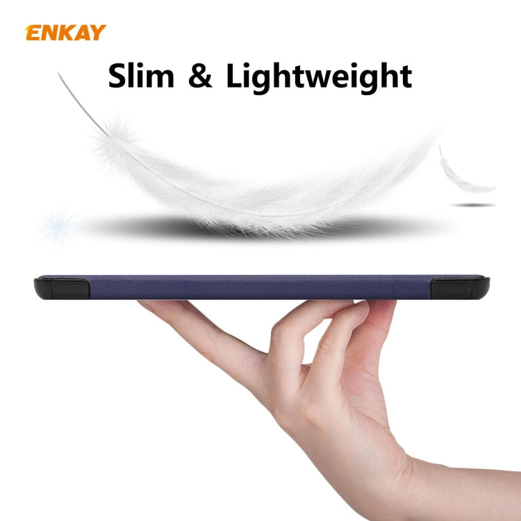 ENKAY ENK-8010 PU Leather + Plastic Smart Case with Three-folding Holder for Samsung Galaxy Tab S8 / Galaxy Tab S7 11.0 T870 / T875(Dark Blue) - free shipping - PMc TechLife - Order now!