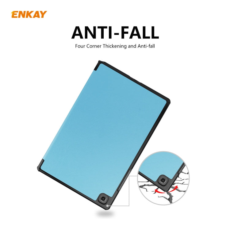 ENKAY ENK-8009 For Samsung Galaxy Tab A7 10.4 T500 / T505 2020 / 2022 PU Leather + Plastic Smart Case with Three-folding Holder(Light Blue) - free shipping - PMc TechLife - Order now!