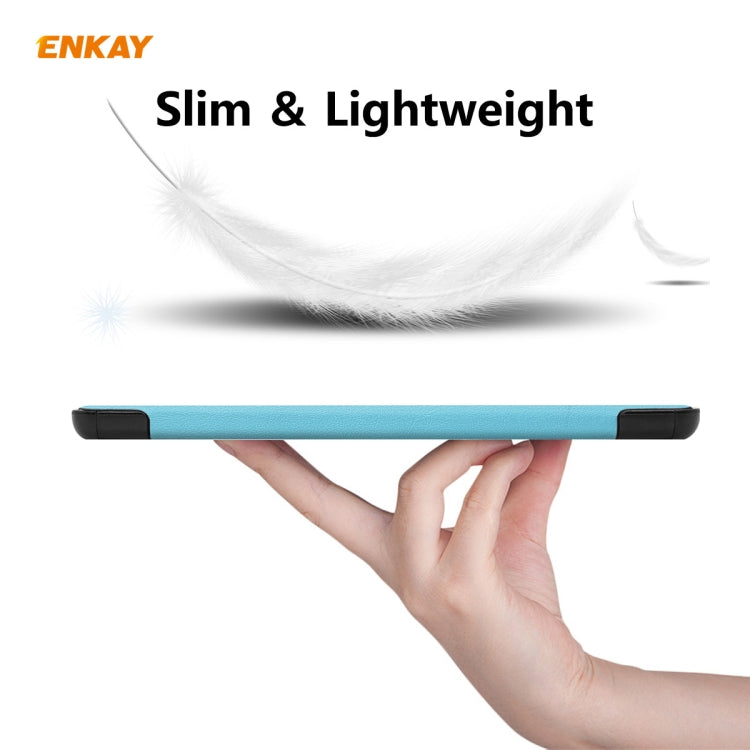 ENKAY ENK-8009 For Samsung Galaxy Tab A7 10.4 T500 / T505 2020 / 2022 PU Leather + Plastic Smart Case with Three-folding Holder(Light Blue) - free shipping - PMc TechLife - Order now!