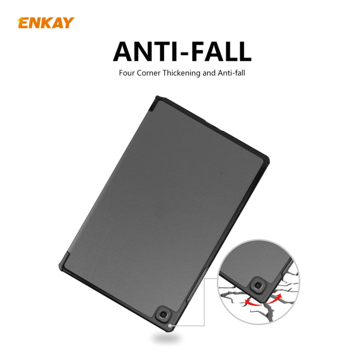 ENKAY ENK-8009 For Samsung Galaxy Tab A7 10.4 T500 / T505 2020 / 2022 PU Leather + Plastic Smart Case with Three-folding Holder(Grey) - free shipping - PMc TechLife - Order now!