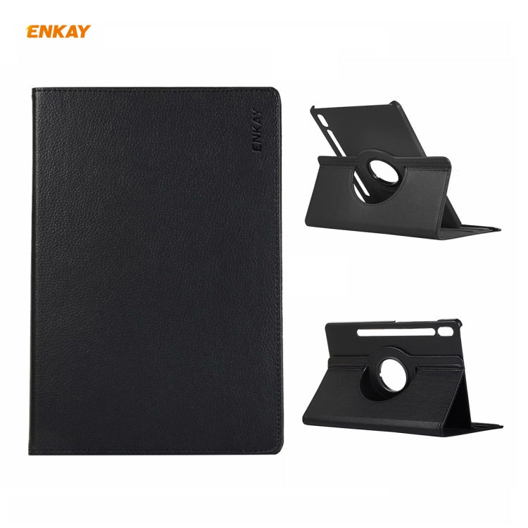 ENKAY for Samsung Galaxy Tab S8 / Galaxy Tab S7 11.0 T870 / T875 ENK-8012 360 Degree Rotation Litchi Texture Horizontal Flip PU Leather Smart Case with Holder & Sleep / Wake-up(Black) - free shipping - PMc TechLife - Order now!