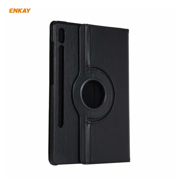 ENKAY for Samsung Galaxy Tab S8 / Galaxy Tab S7 11.0 T870 / T875 ENK-8012 360 Degree Rotation Litchi Texture Horizontal Flip PU Leather Smart Case with Holder & Sleep / Wake-up(Black) - free shipping - PMc TechLife - Order now!