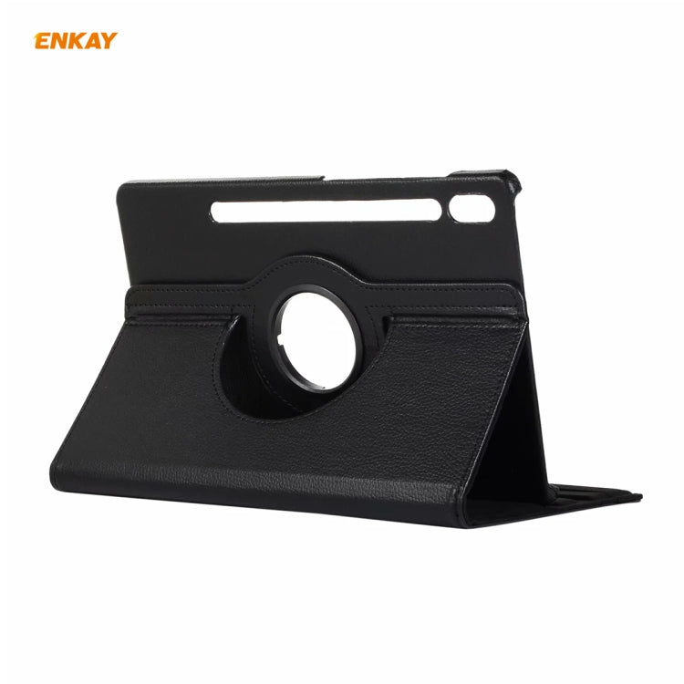 ENKAY for Samsung Galaxy Tab S8 / Galaxy Tab S7 11.0 T870 / T875 ENK-8012 360 Degree Rotation Litchi Texture Horizontal Flip PU Leather Smart Case with Holder & Sleep / Wake-up(Black) - free shipping - PMc TechLife - Order now!