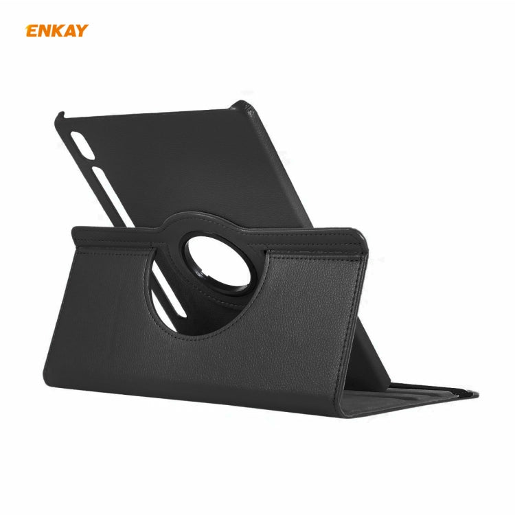 ENKAY for Samsung Galaxy Tab S8 / Galaxy Tab S7 11.0 T870 / T875 ENK-8012 360 Degree Rotation Litchi Texture Horizontal Flip PU Leather Smart Case with Holder & Sleep / Wake-up(Black) - free shipping - PMc TechLife - Order now!