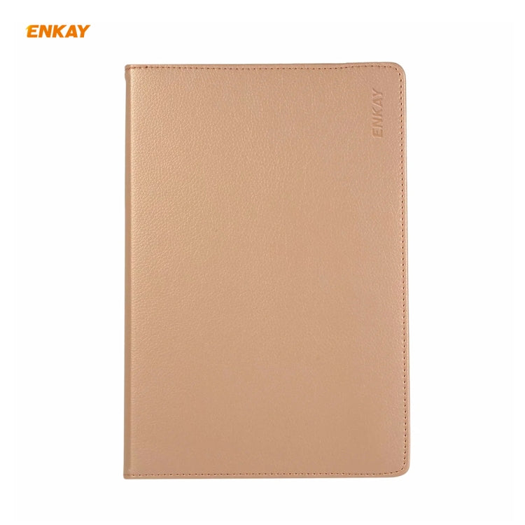 ENKAY for Samsung Galaxy Tab S8 / Galaxy Tab S7 11.0 T870 / T875 ENK-8012 360 Degree Rotation Litchi Texture Horizontal Flip PU Leather Smart Case with Holder & Sleep / Wake-up(Gold) - free shipping - PMc TechLife - Order now!