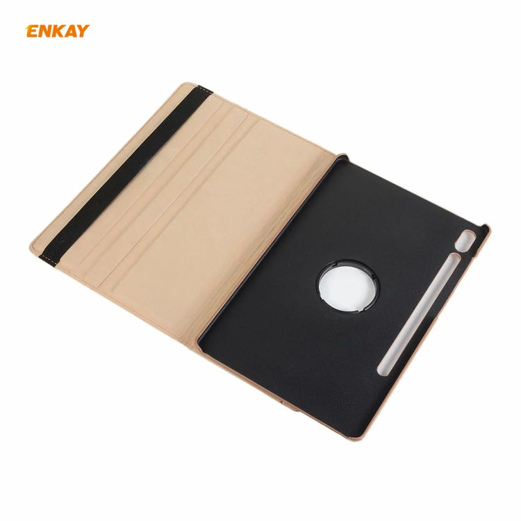 ENKAY for Samsung Galaxy Tab S8 / Galaxy Tab S7 11.0 T870 / T875 ENK-8012 360 Degree Rotation Litchi Texture Horizontal Flip PU Leather Smart Case with Holder & Sleep / Wake-up(Gold) - free shipping - PMc TechLife - Order now!