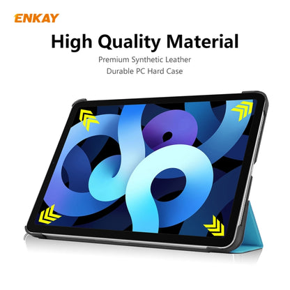 For iPad Air 11 2024 / Pro 11 2018 / Air 10.9 2022 ENKAY 3-folding Plastic Leather Smart Tablet Case(Light Blue) - iPad Air (2022) / (2020) 10.9 Cases by ENKAY | Online Shopping South Africa | PMC Jewellery | Buy Now Pay Later Mobicred