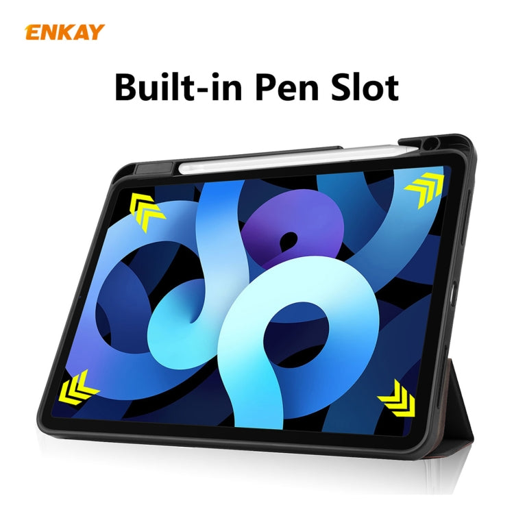 For iPad Air 11 2024 / Pro 11 2018 / Air 10.9 2022 ENKAY TPU Leather Smart Tablet Case with Pen Slot(Black) - iPad Air (2022) / (2020) 10.9 Cases by ENKAY | Online Shopping South Africa | PMC TechLife | Buy Now Pay Later Mobicred