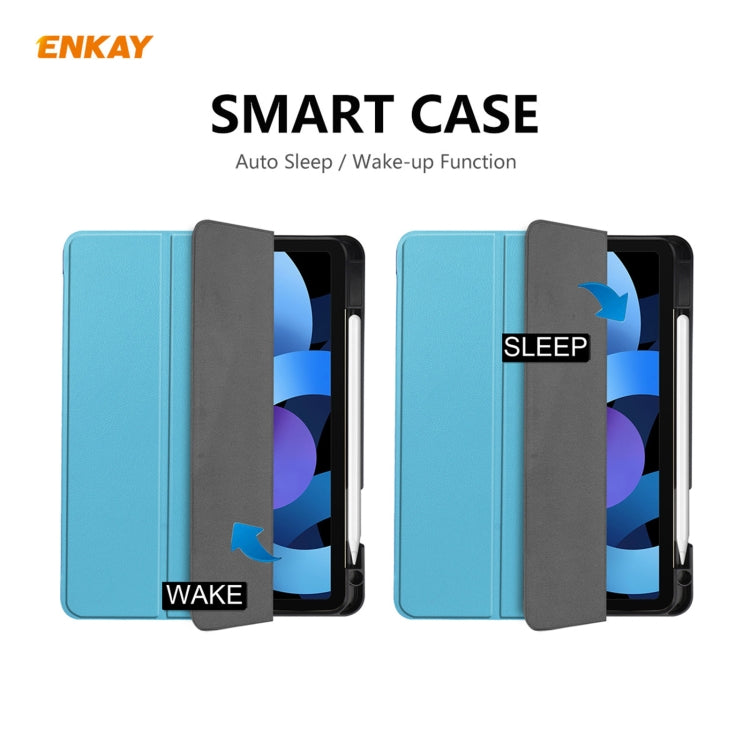 For iPad Air 11 2024 / Pro 11 2018 / Air 10.9 2022 ENKAY TPU Leather Smart Tablet Case with Pen Slot(Light Blue) - iPad Air (2022) / (2020) 10.9 Cases by ENKAY | Online Shopping South Africa | PMC TechLife | Buy Now Pay Later Mobicred