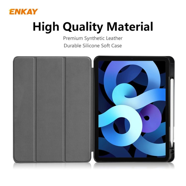 For iPad Air 11 2024 / Pro 11 2018 / Air 10.9 2022 ENKAY TPU Leather Smart Tablet Case with Pen Slot(Dark Blue) - free shipping - PMC TechLife - Order now!