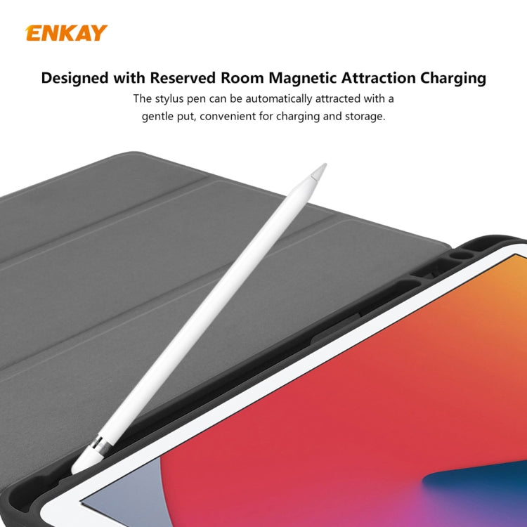 For iPad 10.2 2021 / 2020 / 2019 ENKAY ENK-8016 PU Leather + TPU Smart Case with Pen Slot(Dark Blue) - free shipping - PMc TechLife - Order now!
