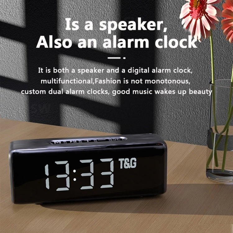 T&G TG174 TWS Mmirror Bluetooth Speaker, Support Alarm Clock / Time & Temperature Display / Micro SD Card / FM / MP3(Gray) - Desktop Speaker by T&G | Online Shopping South Africa | PMC Jewellery | Buy Now Pay Later Mobicred