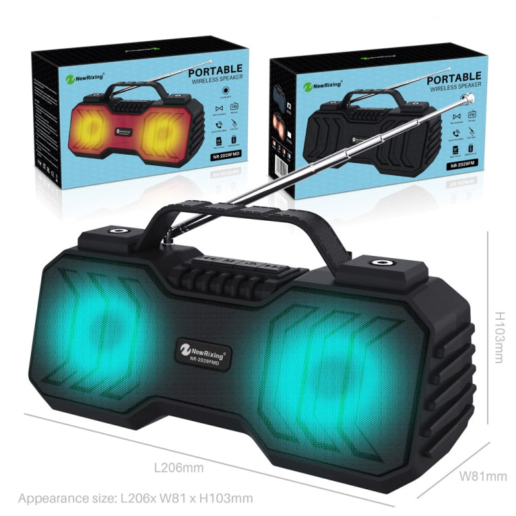 NewRixing NR-2029FMD TWS LED Flashlight Bluetooth Speaker, Support TF Card / FM / 3.5mm AUX / U Disk / Hands-free Calling(Red) - free shipping - PMC Jewellery - Order now!