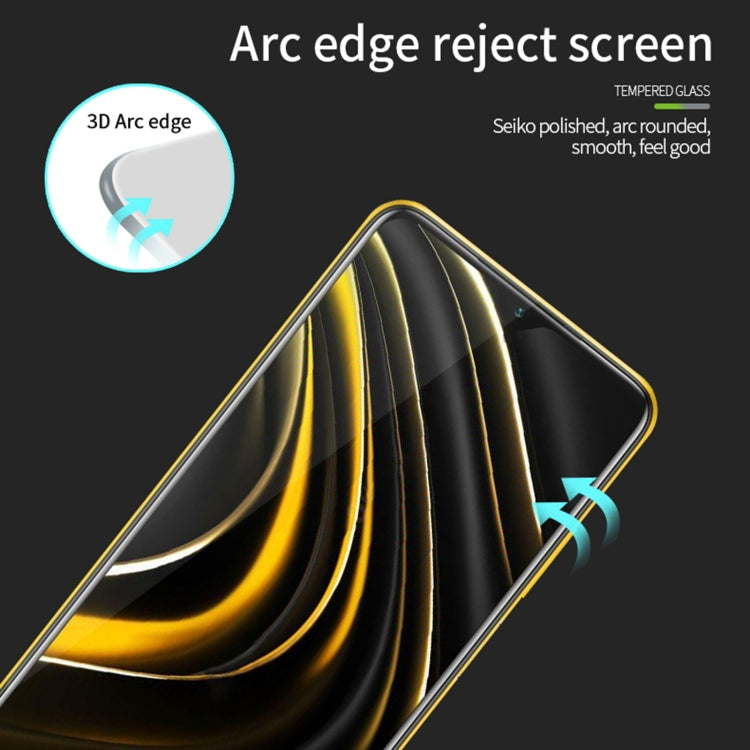 For Xiaomi Poco M3 MOFI 9H 3D Explosion-proof Curved Screen Tempered Glass Film(Black) -  by MOFI | Online Shopping South Africa | PMC Jewellery