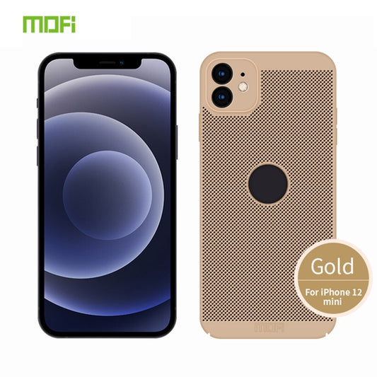 For iPhone 12 mini MOFi Honeycomb Texture Breathable PC Shockproof Protective Back Cover Case (Gold) - iPhone 12 mini Cases by MOFI | Online Shopping South Africa | PMC Jewellery