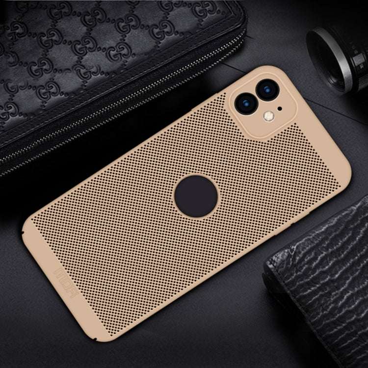 For iPhone 12 MOFi Honeycomb Texture Breathable PC Shockproof Protective Back Cover Case(Gold) - iPhone 12 / 12 Pro Cases by MOFI | Online Shopping South Africa | PMC Jewellery