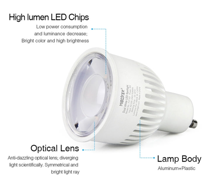 FUT107 GU10 6W Double White CCT LED Bulb Spotlight For Bedroom And Living Room - free shipping - PMC TechLife - Order now!