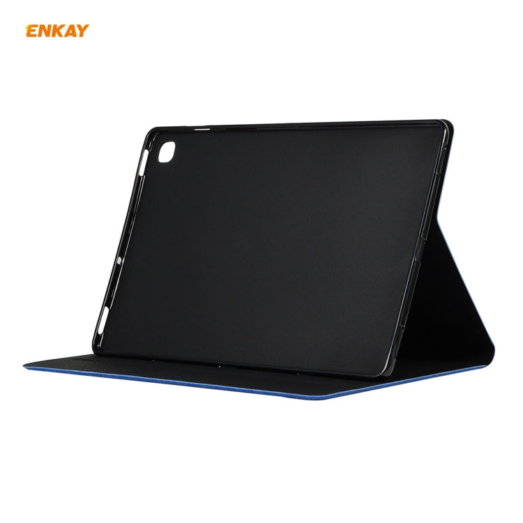 For Samsung Galaxy Tab A7 10.4 T500 / T505 2020 / 2022 ENKAY Coarse Cloth Pattern PU Leather + TPU Smart Case with Holder & Sleep / Wake-up Function(Grey) - free shipping - PMc TechLife - Order now!