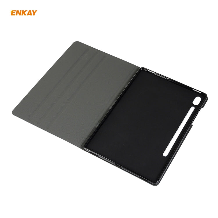 For Samsung Galaxy Tab S8 / Galaxy Tab S7 11.0 T870 / T875 ENKAY Coarse Cloth Pattern PU Leather + TPU Smart Case with Holder & Sleep / Wake-up Function(Dark Blue) - free shipping - PMc TechLife - Order now!