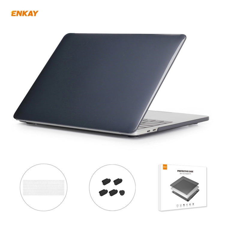 ENKAY 3 in 1 Crystal Laptop Protective Case + US Version TPU Keyboard Film + Anti-dust Plugs Set for MacBook Pro 13.3 inch A1708 (without Touch Bar)(Black) - MacBook Pro Cases by ENKAY | Online Shopping South Africa | PMC Jewellery | Buy Now Pay Later Mobicred